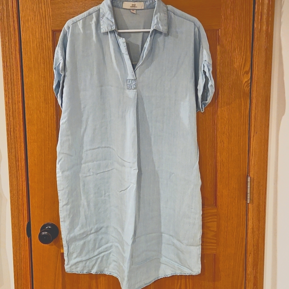 Thread & Supply lightweight v neck Chambray Mini Beach Resort Wear Dress sz.L